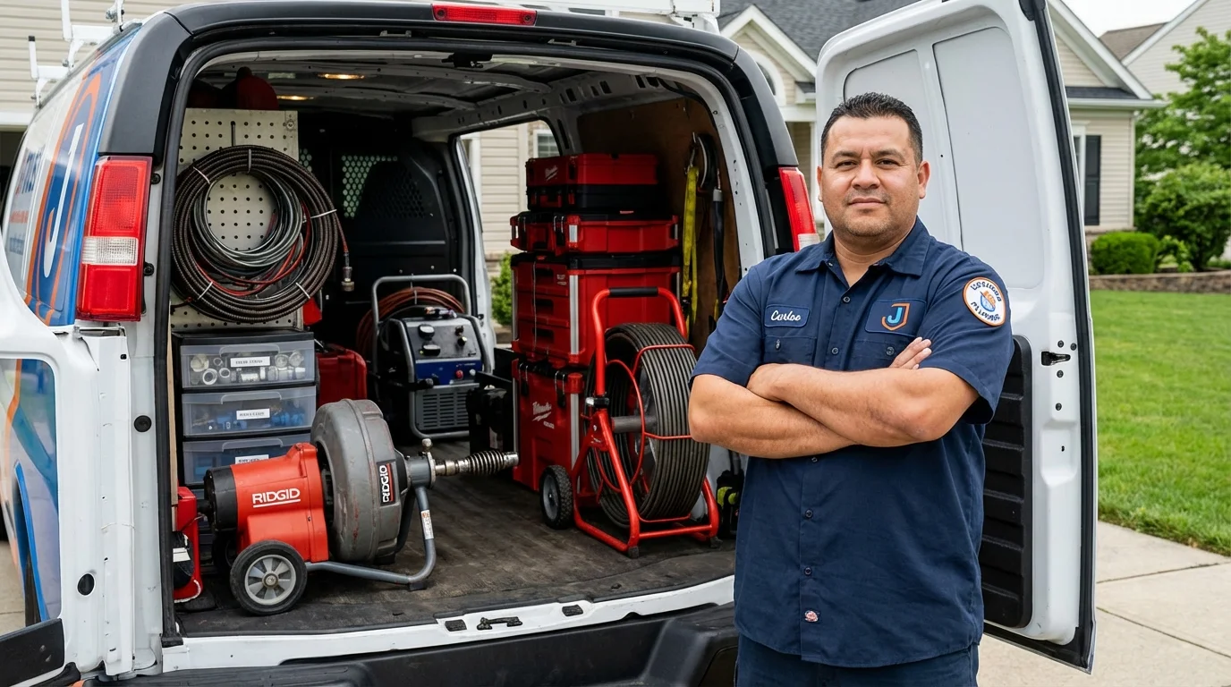 Professional drain cleaning equipment and Johns Plumbing LLC plumber in Orange Beach