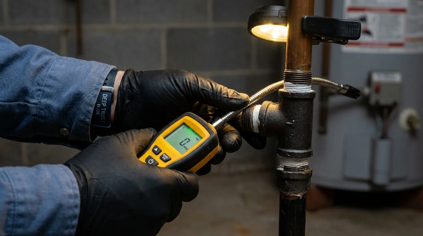 Gas leak detection with electronic sniffer by Johns Plumbing LLC in Orange Beach