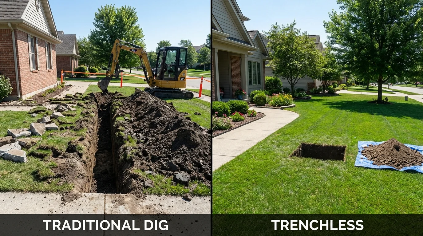 Trenchless sewer repair with minimal yard damage versus traditional excavation in Orange Beach, AL
